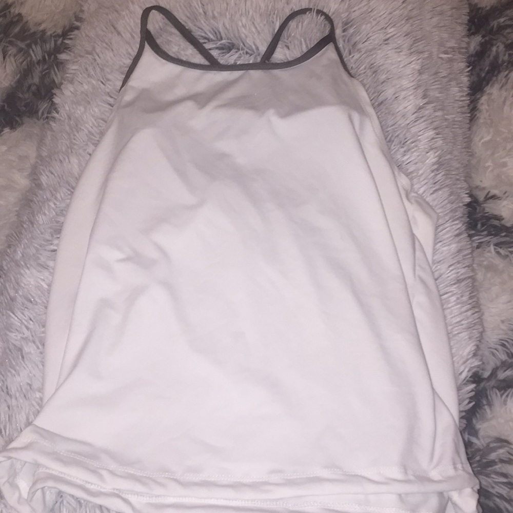 white and grey built in bra tank top